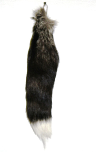 Silver Fox Tails with Ball Chain attached to Siver Fox Tail. Also